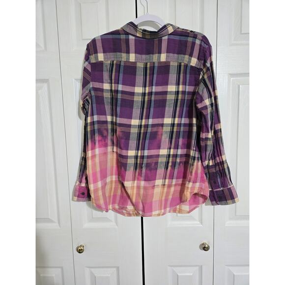Chaps 1x women's purple dip dye button up flannel shirt - Picture 5 of 11